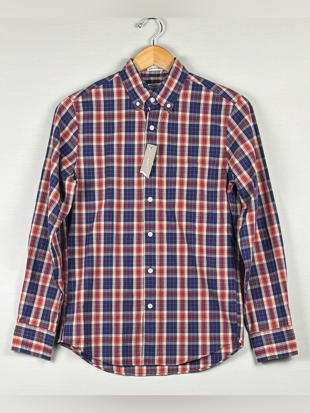 J.Crew Men’s XS Secret Wash Organic Cotton Stretch Plaid Slim Untucked Shirt